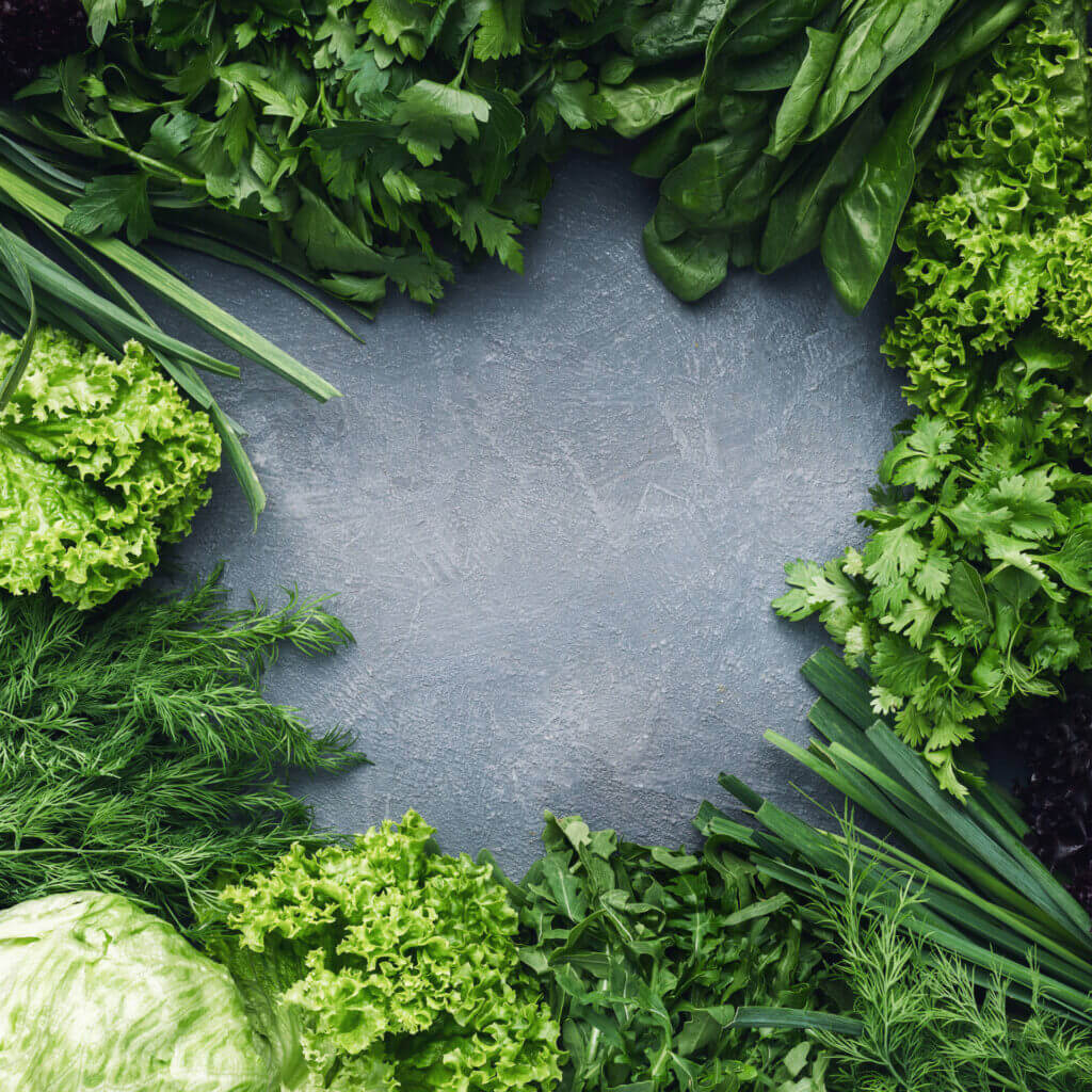 Selection of fresh leafy greens